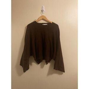 Zara Chocolate Brown Wool Blend Cropped Sweater